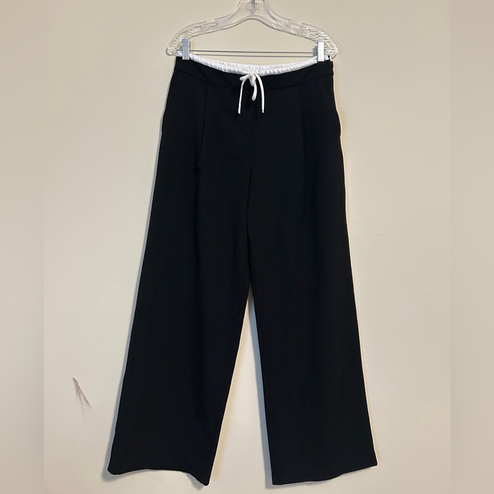 Zara Black Double Waist Wide Leg Pants